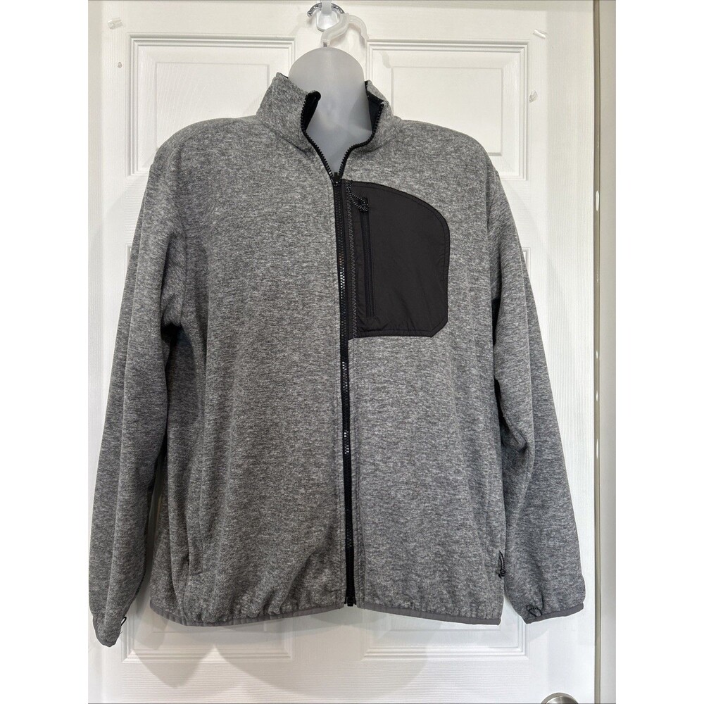Lands End Gray Fleece Full Zip Jacket Lightweight Men's L